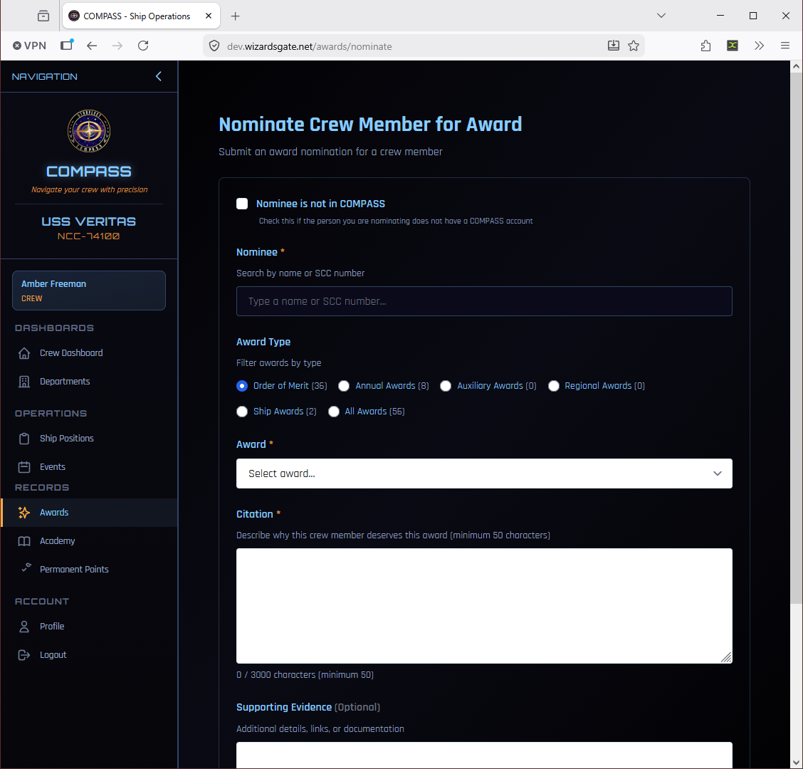 Award nomination form
