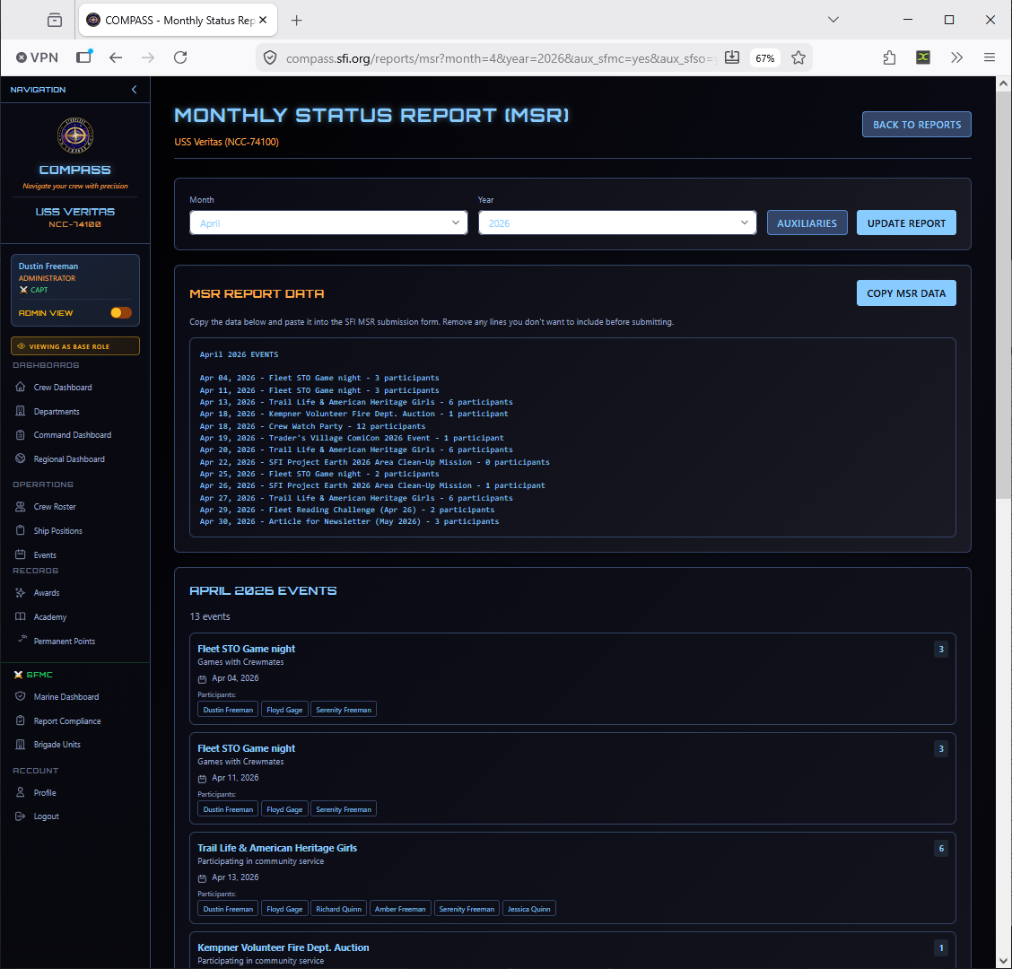 Monthly Status Report